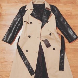 Tan Leather Look Zara Small Trench Coat Jacket